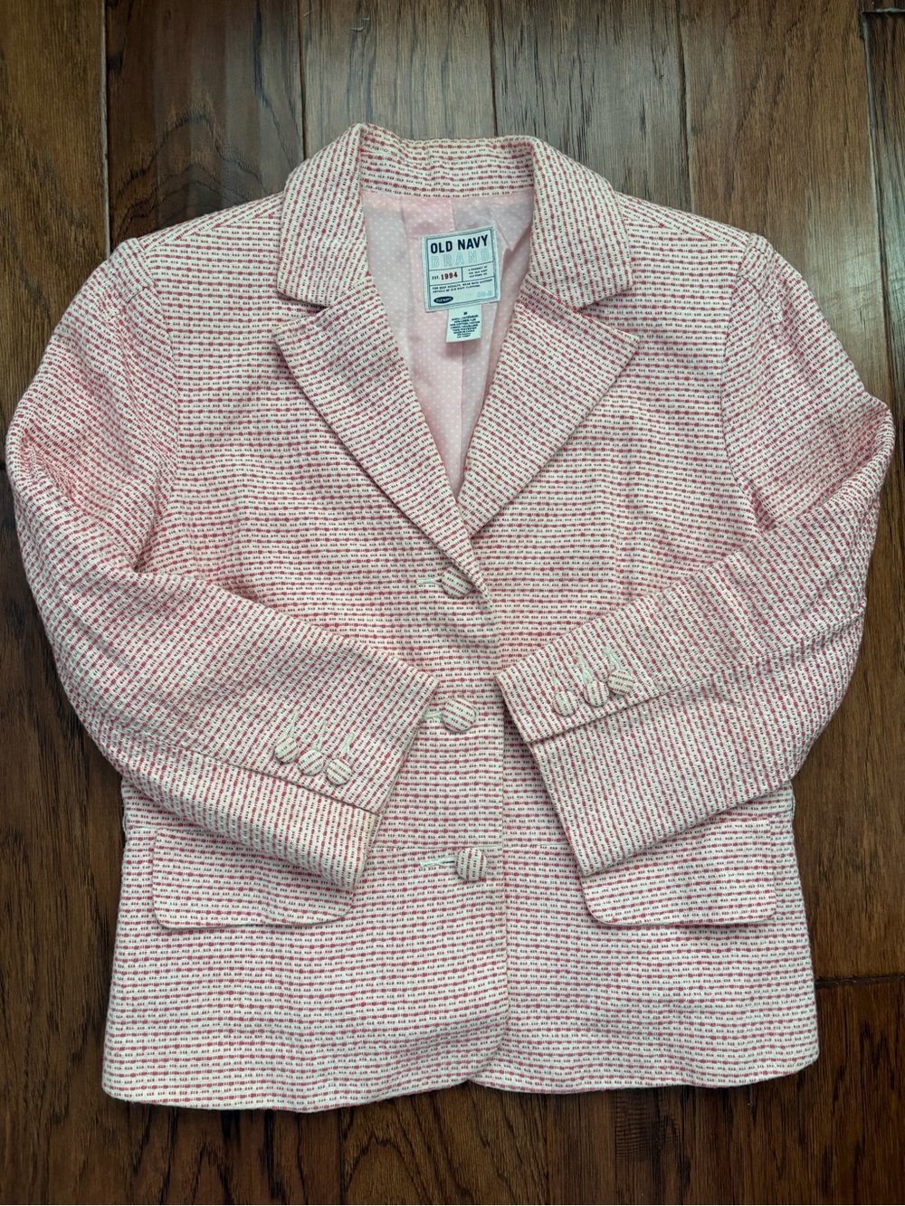 Old Navy Pink Textured Tweed Blazer Jacket